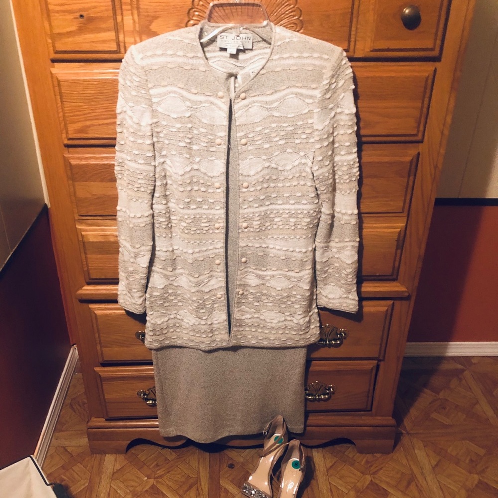 St. John Knit 2-Piece Jacket and Dress Set.